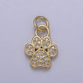 Mini Gold Silver Dog Cat Bear Paw Print Charms for Bracelet Necklace Earring CZ Charm Jewelry Making Supply N-683 N-684